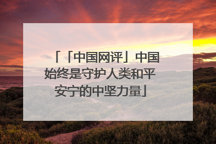 「中国网评」中国始终是守护人类和平安宁的中坚力量