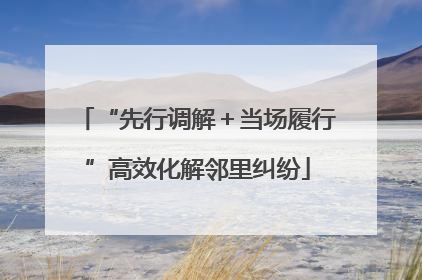 “先行调解＋当场履行”高效化解邻里纠纷