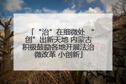 “治”在细微处 “创”出新天地 内蒙古积极鼓励各地开展法治微改革 小创新
