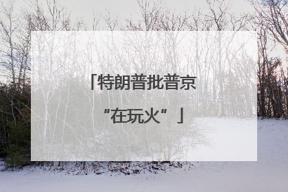 特朗普批普京“在玩火”