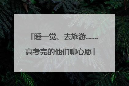 睡一觉、去旅游……高考完的他们聊心愿