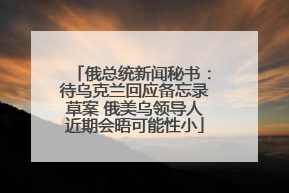 俄总统新闻秘书：待乌克兰回应备忘录草案 俄美乌领导人近期会晤可能性小