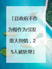 县政府不作为慢作为引发重大舆情，25人被处理