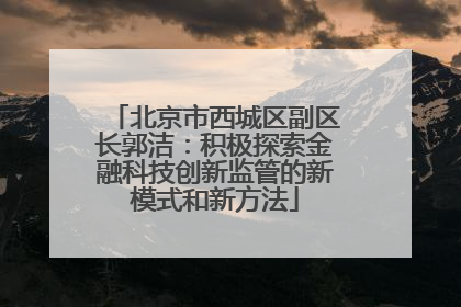 北京市西城区副区长郭洁：积极探索金融科技创新监管的新模式和新方法