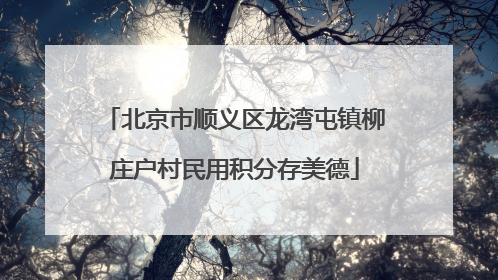 北京市顺义区龙湾屯镇柳庄户村民用积分存美德