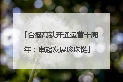 合福高铁开通运营十周年：串起发展珍珠链
