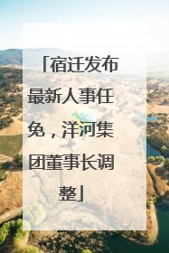 宿迁发布最新人事任免，洋河集团董事长调整
