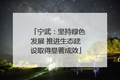 宁武:坚持绿色发展 推进生态建设取得显著成效