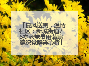 夏风送爽，温情社区：新城街道76岁老党员用蒲扇编织党群连心桥