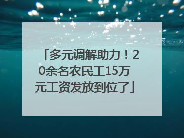 多元调解助力！20余名农民工15万元工资发放到位了