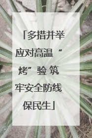 多措并举应对高温“烤”验 筑牢安全防线保民生
