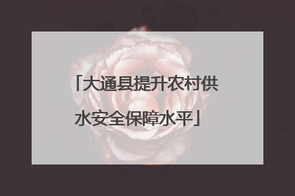 大通县提升农村供水安全保障水平
