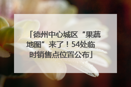德州中心城区“果蔬地图”来了！54处临时销售点位置公布
