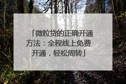 微粒贷的正确开通方法：全程线上免费开通，轻松周转