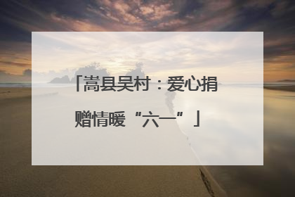嵩县吴村：爱心捐赠情暖“六一”