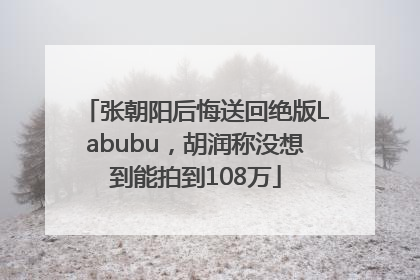 张朝阳后悔送回绝版Labubu，胡润称没想到能拍到108万