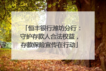 恒丰银行潍坊分行：守护存款人合法权益，存款保险宣传在行动