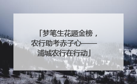 梦笔生花题金榜，农行助考赤子心——浦城农行在行动