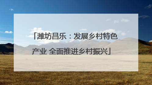 潍坊昌乐：发展乡村特色产业 全面推进乡村振兴