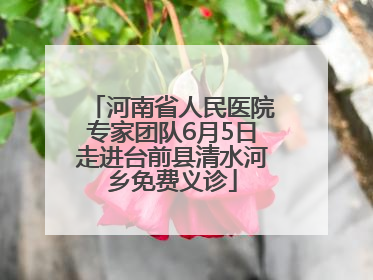 河南省人民医院专家团队6月5日走进台前县清水河乡免费义诊