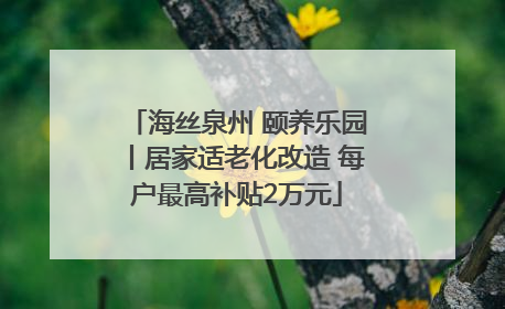 海丝泉州 颐养乐园丨居家适老化改造 每户最高补贴2万元