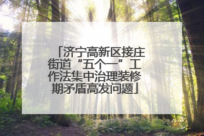 济宁高新区接庄街道“五个一”工作法集中治理装修期矛盾高发问题