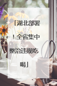 湖北部署！全省集中整治违规吃喝