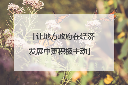 让地方政府在经济发展中更积极主动