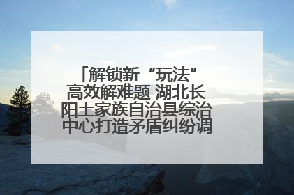解锁新“玩法” 高效解难题 湖北长阳土家族自治县综治中心打造矛盾纠纷调处“终点站”