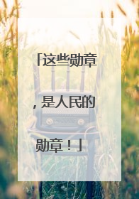 这些勋章，是人民的勋章！