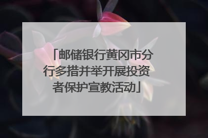邮储银行黄冈市分行多措并举开展投资者保护宣教活动