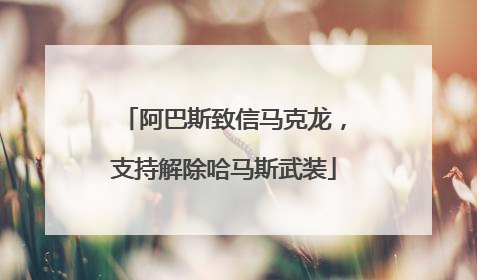 阿巴斯致信马克龙，支持解除哈马斯武装