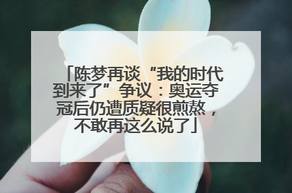 陈梦再谈“我的时代到来了”争议：奥运夺冠后仍遭质疑很煎熬，不敢再这么说了