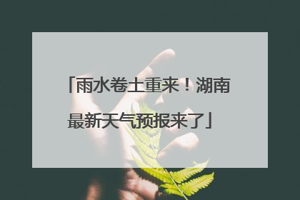 雨水卷土重来！湖南最新天气预报来了