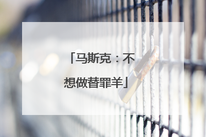 马斯克：不想做替罪羊