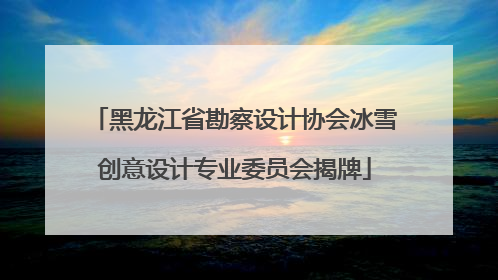 黑龙江省勘察设计协会冰雪创意设计专业委员会揭牌