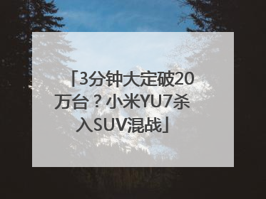 3分钟大定破20万台？小米YU7杀入SUV混战