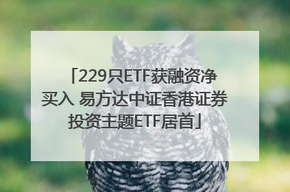229只ETF获融资净买入 易方达中证香港证券投资主题ETF居首