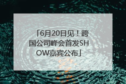 6月20日见！跨国公司峰会首发SHOW嘉宾公布