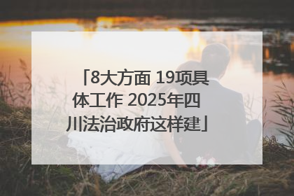 8大方面 19项具体工作 2025年四川法治政府这样建